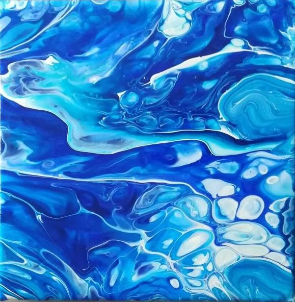 Peinture intitulée "Triple Blue" par Samuel Mathiez, Œuvre d'art originale, Acrylique