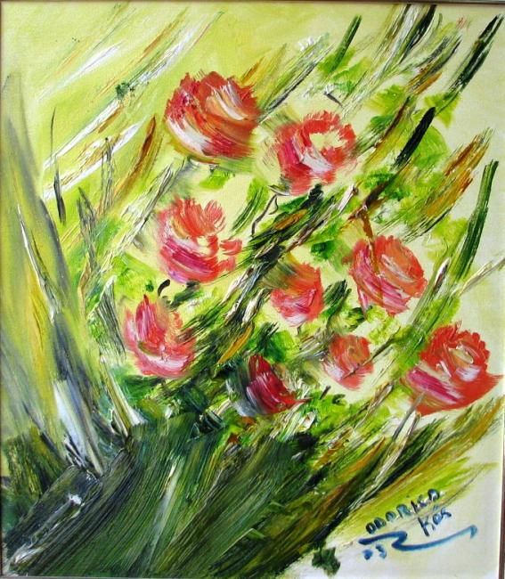 Pintura intitulada "Flores" por Odorico Kós, Obras de arte originais