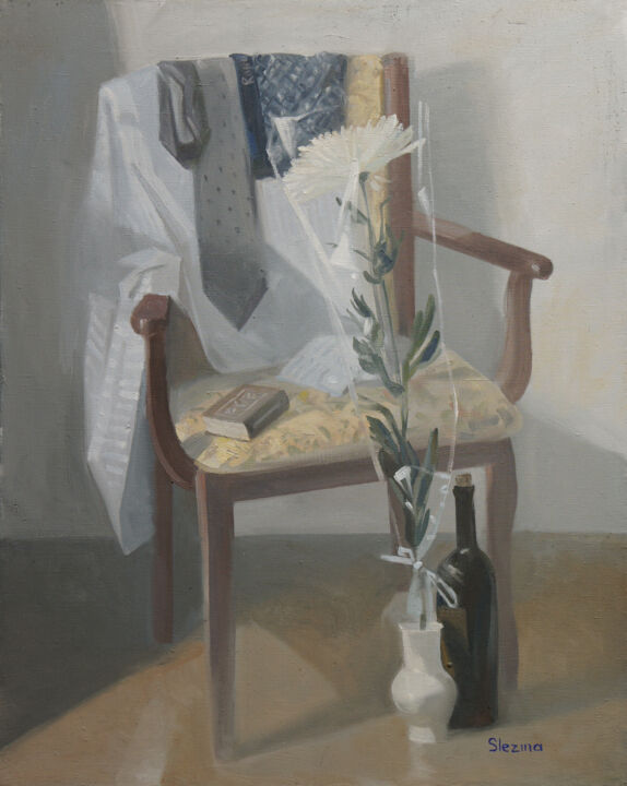 Painting titled "Still Life with Chr…" by Oksana Slezina, Original Artwork, Oil