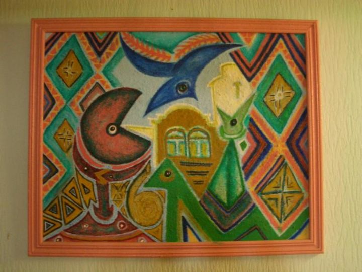 Peinture intitulée "La porte des ciels" par Omar Hachmoud, Œuvre d'art originale, Huile