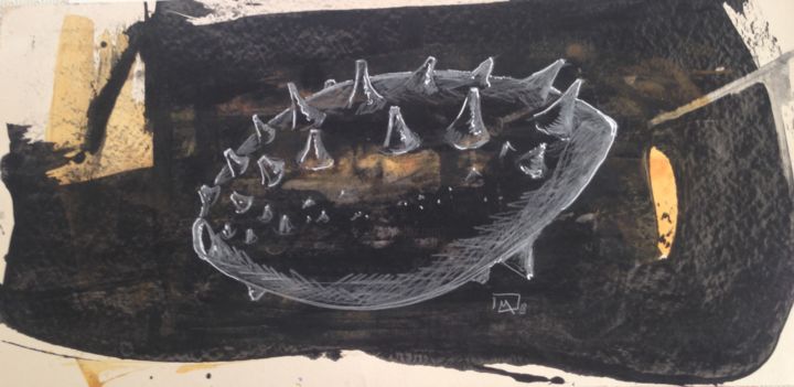 Dibujo titulada "Búzio s/ fundo negro" por Ofélia Marrão, Obra de arte original, Tinta