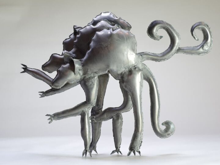 Sculpture titled "Twins 1" by Vilgeniy Melnikov (Ofely Art), Original Artwork, Metals
