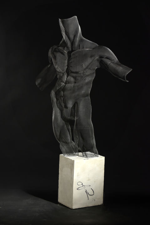 Skulptur mit dem Titel "Male Purified" von Ofer Rubin, Original-Kunstwerk, Metalle