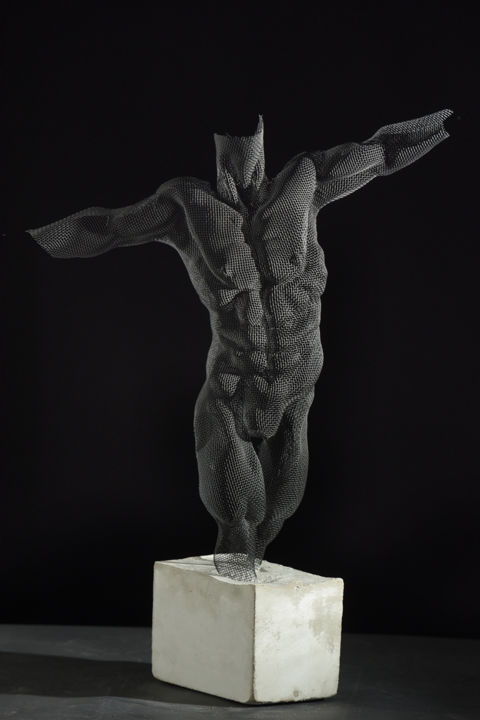 Skulptur mit dem Titel "The First Step" von Ofer Rubin, Original-Kunstwerk, Metalle