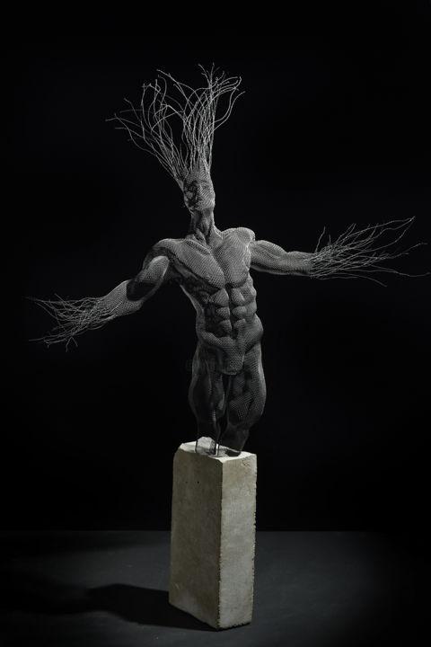 Skulptur mit dem Titel "The Gaze" von Ofer Rubin, Original-Kunstwerk, Metalle