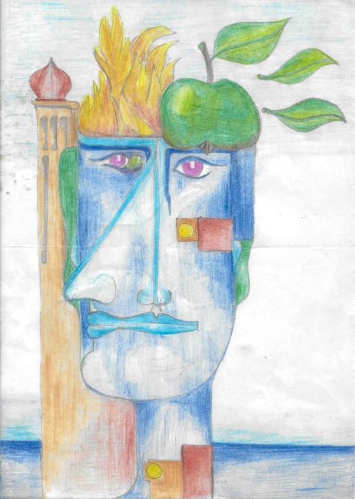 Drawing titled "Brain Damage" by Heyno Albert Egloffstein, Original Artwork, Conté