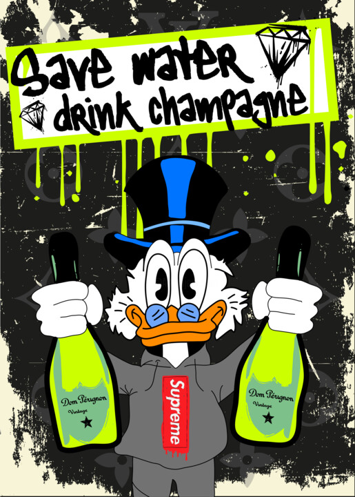 Painting titled "Champagner jeden Tag" by Daveschloffi, Original Artwork, Spray paint