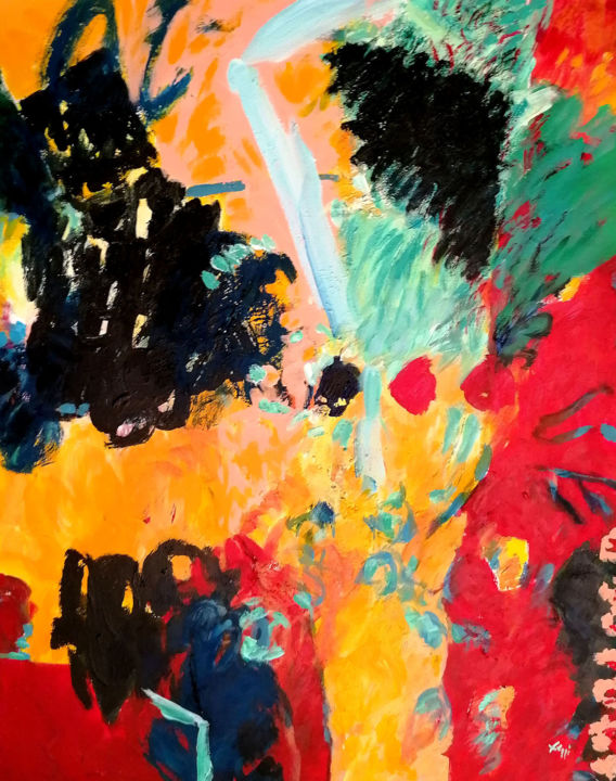 Картина под названием "Domino" - Bernard Filippi, Подлинное произведение искусства, Акрил Установлен на Деревянная рама для…