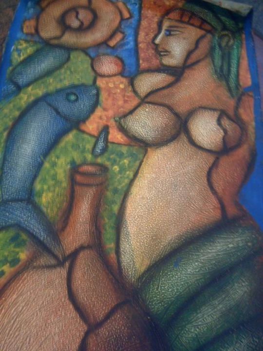 Peinture intitulée "acuario" par Oscar Franco, Œuvre d'art originale