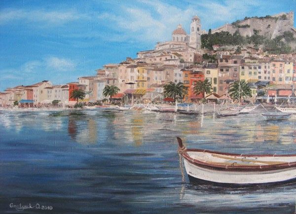 Painting titled "PortoVenere Italy" by Oksana Gnatyuk, Original Artwork, Oil