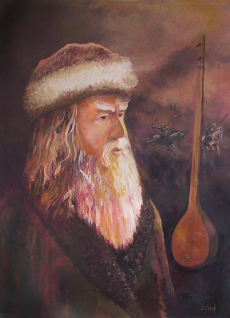 Painting titled "dedekorkut" by Oğuzhan Çoruh, Original Artwork, Oil
