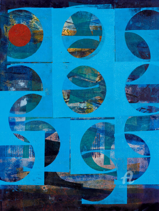 Gravures & estampes intitulée "Out of The Blue" par Oi Fortin, Œuvre d'art originale, Monotype