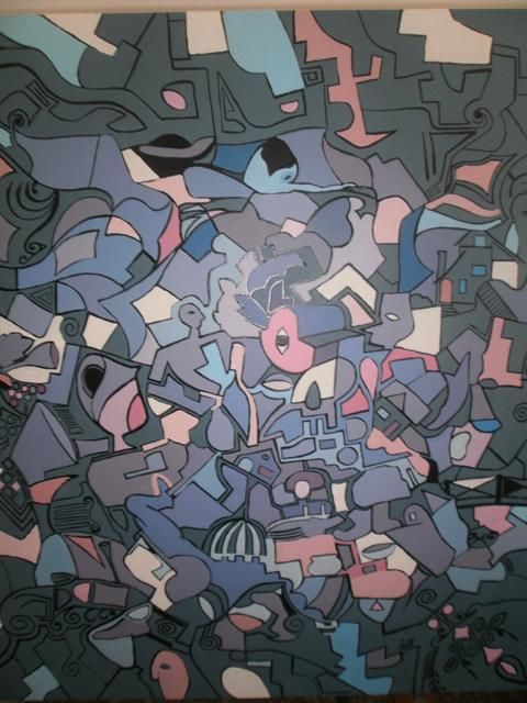 Peinture intitulée "Casas con luz de lu…" par Oscar Ianni, Œuvre d'art originale, Huile