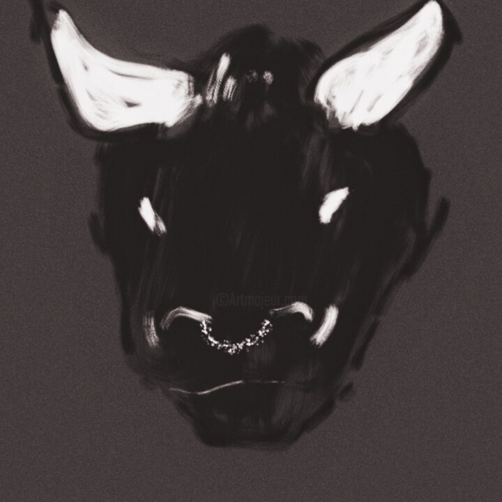 Digital Arts titled "Save bull" by Oiia Onirica, Original Artwork, Digital Painting