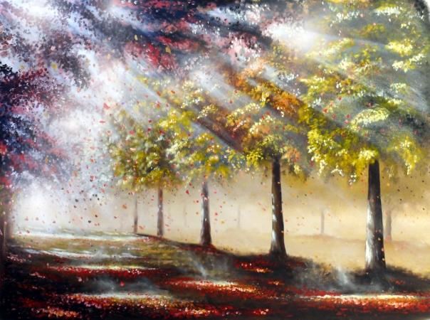 Painting titled "Autumn" by Oilart, Original Artwork