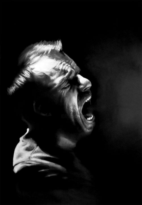 Рисунок под названием "crier.jpg" - Oilbigbrozer Orwell, Подлинное произведение искусства, Пастель