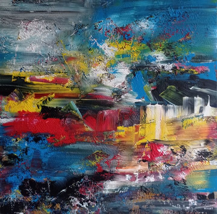 Peinture intitulée "le sac de Carthage" par Jean Oillet, Œuvre d'art originale, Acrylique