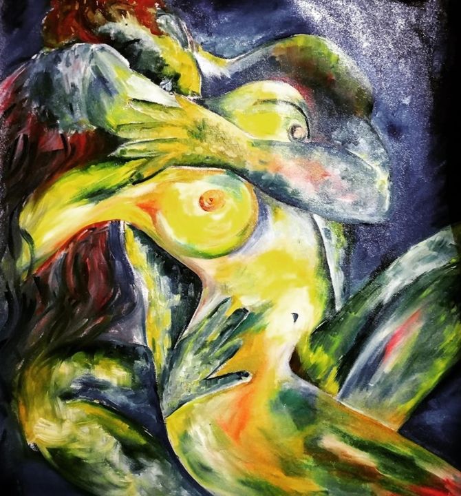 Painting titled "Union" by Gokullish, Original Artwork, Oil