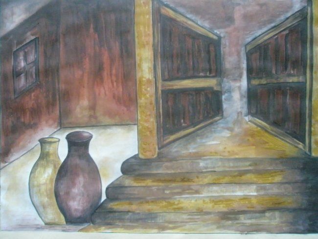 Malerei mit dem Titel "A House in desert" von Don ( Rahul Ojha), Original-Kunstwerk