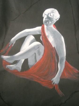 Ζωγραφική με τίτλο "Lady in Red" από Don ( Rahul Ojha), Αυθεντικά έργα τέχνης