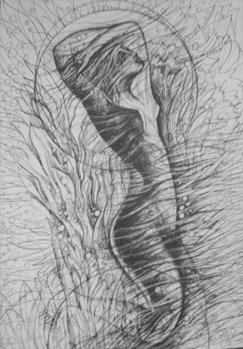 Drawing titled "пробудження" by Oksana Prudnikova, Original Artwork, Gel pen