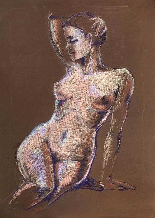 Рисунок под названием "Обнаженная натура" - Татьяна Окишева, Подлинное произведение искусства, Пастель