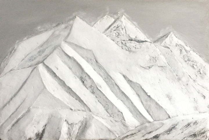 Sculpture intitulée "Snowy Mountains" par Oksana Kovalenkova (PerlaD’Arte), Œuvre d'art originale, Plâtre