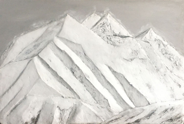 Sculpture titled "Snowy Mountains" by Oksana Kovalenkova (PerlaD’Arte), Original Artwork, Plaster