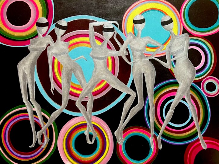 Peinture intitulée "PARTY disco" par Oksana Alekhina, Œuvre d'art originale, Acrylique