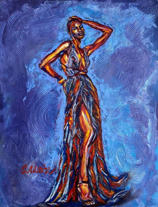 Картина под названием "Супер модель африка…" - Oksana Almiz, Подлинное произведение искусства, Масло