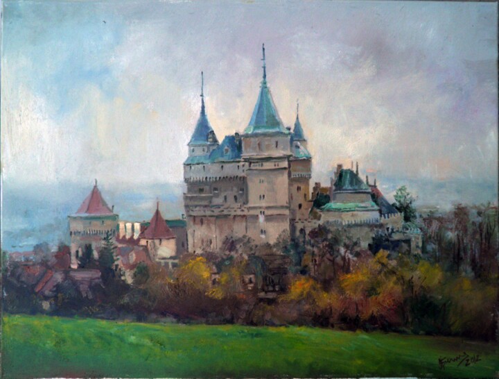 Painting titled "Boynitsky Castle" by Oksana Begma, Original Artwork, Oil