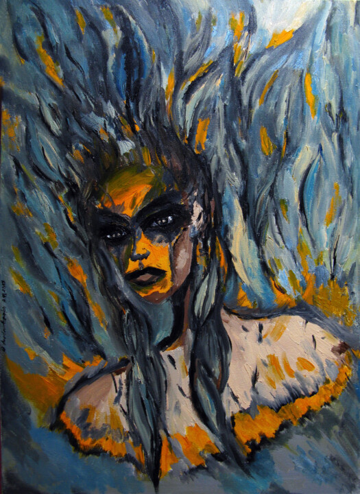Painting titled "Mercury guilt (Merc…" by Oksana Budnichenko, Original Artwork, Oil