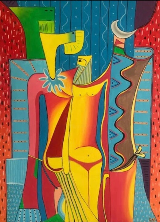 Painting titled "Die Gäste" by Oksana Domnytska-Brik, Original Artwork, Acrylic