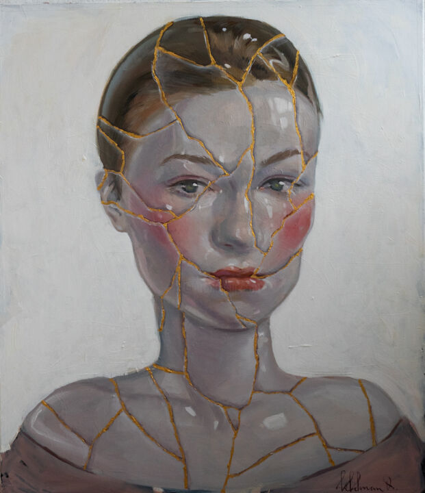 Painting titled "Self portrait" by Oksana Feldman, Original Artwork, Oil