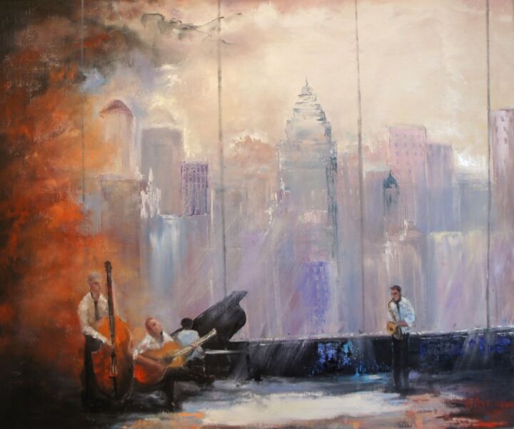 Painting titled "Магия музыки" by Oksana Lukonina, Original Artwork, Oil
