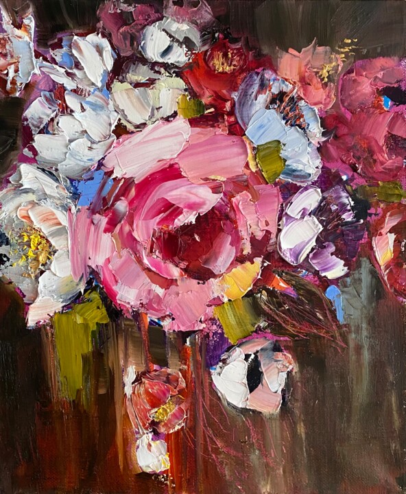 Painting titled "MY LOVELY ROSE" by Oksana Petrova, Original Artwork, Oil