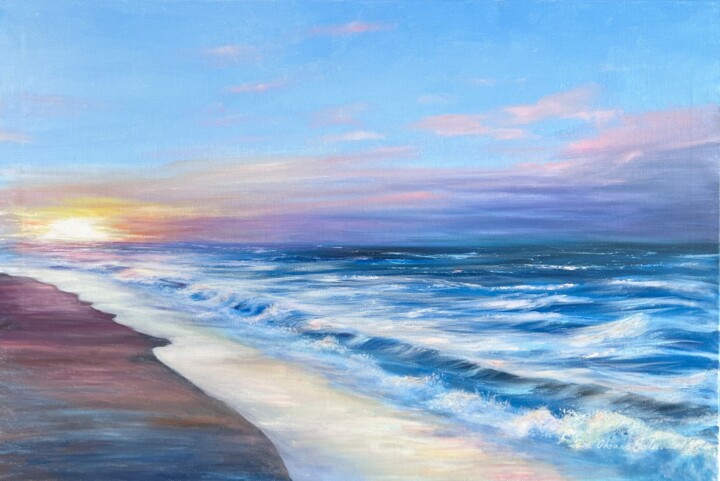 Pintura titulada "Sunrise at the Balt…" por Oksana Salminen, Obra de arte original, Oleo Montado en Bastidor de camilla de m…