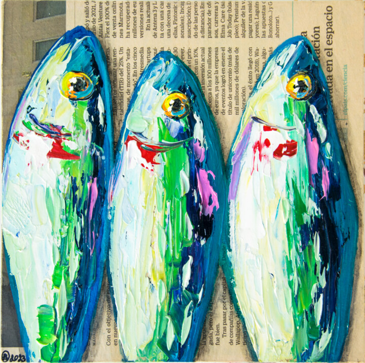 Pintura intitulada "Fish Art - Original…" por Oksana Shevchenko, Obras de arte originais, Óleo