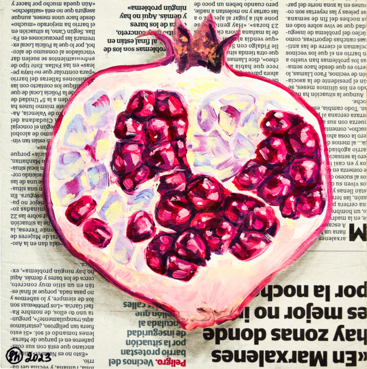 Pintura titulada "Pomegranate Paintin…" por Oksana Shevchenko, Obra de arte original, Oleo