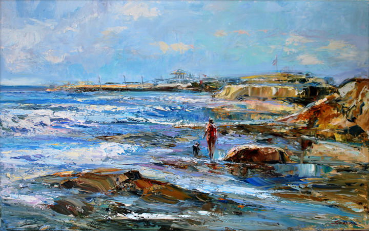 Painting titled "Playa Camet" by Oksana Soroka, Original Artwork, Oil