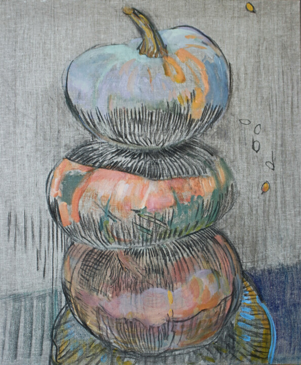 Painting titled "Pumpkins" by Oksana Tytenko, Original Artwork, Acrylic