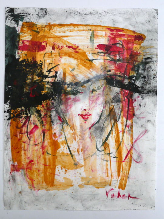 Pintura intitulada "Face impressions" por Oksana Veber, Obras de arte originais, Acrílico