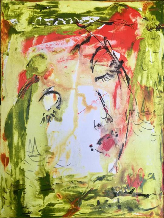 Картина под названием "Green Grass" - Oksana Veber, Подлинное произведение искусства, Акрил Установлен на Деревянная рама дл…