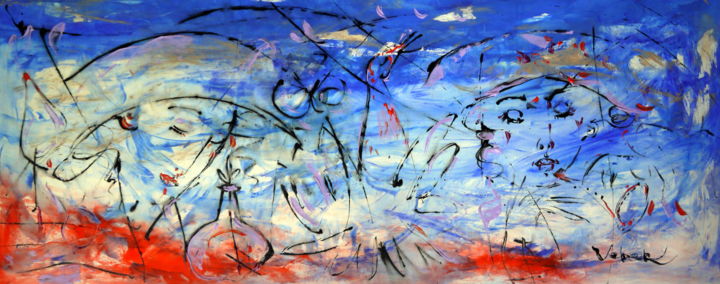 Pittura intitolato "Rising Sun" da Oksana Veber, Opera d'arte originale, Acrilico