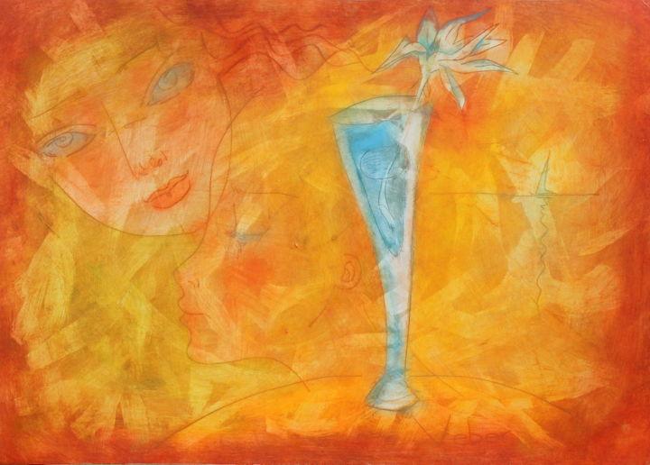 Schilderij getiteld "Sunshine blues" door Oksana Veber, Origineel Kunstwerk, Olie