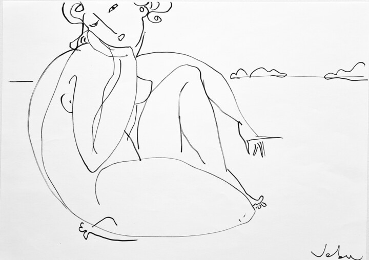 Disegno intitolato "ZEN Drawing" da Oksana Veber, Opera d'arte originale, Inchiostro