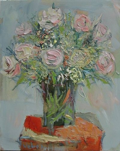 Pintura intitulada "White flowers" por Oksana Veber, Obras de arte originais