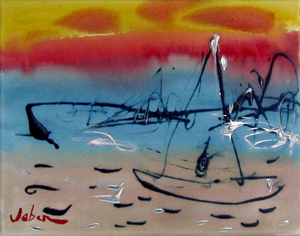 Painting titled "676 Sunset" by Oksana Veber, Original Artwork, Oil
