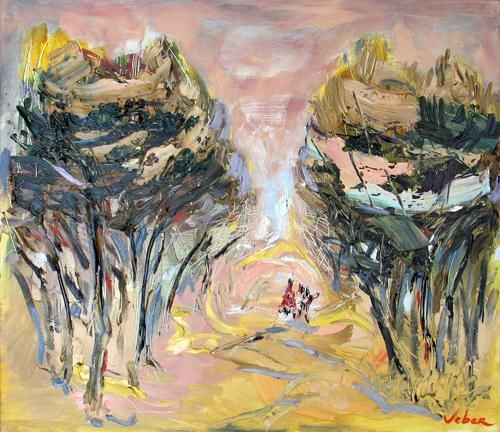 Pittura intitolato "Park" da Oksana Veber, Opera d'arte originale, Olio Montato su Telaio per barella in legno