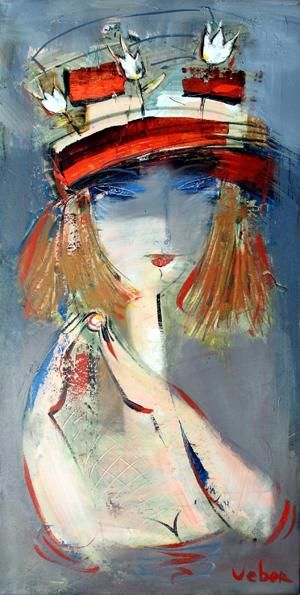 Painting titled "Sorceress" by Oksana Veber, Original Artwork, Oil Mounted on Wood Stretcher frame